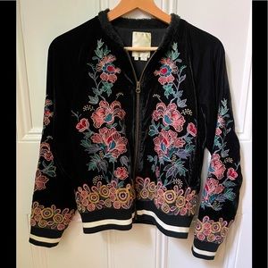 Retro Anthropologie Embroidered Velvet Jacket by Elevenses